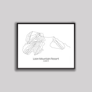 Ski Hill / Trail Map Art - Loon Mountain Resort, New Hampshire (Impresión digital)