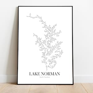 Lake Norman, North Carolina - Minimalistische See Karte (Digitaldruck)