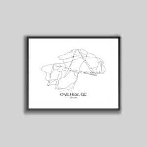 Carte des pistes de ski/des sentiers - Owls Head, Québec (impression numérique)