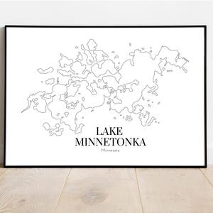 Lake Minnetonka, Minnesota - Minimalistische Seekarte (Digitaldruck)