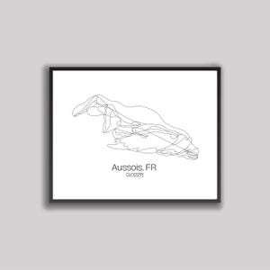 Ski Hill Map Art - Aussois, Frankreich (Digitaldruck)