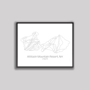 Ski Hill Map Kunst - Attitash Mountain Resort, New Hampshire (Digitaldruck)