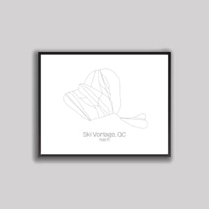 Carte des pistes de ski / oeuvres d'art - Ski Vorlage, Québec Canada (impression numérique)