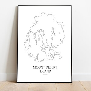 Mount Desert Island Maine (Bar Habor, Acadian National Park) - Minimalistische Insel Map Art Digital Print