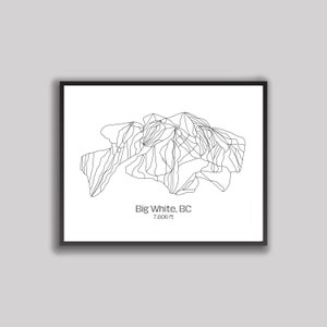 Carte des pistes de ski/des pistes artistiques - Big White, Colombie-Britannique (impression numérique)