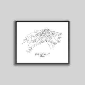 Ski Hill/ Trail Map Art - Killington, Vermont (Impresión digital)