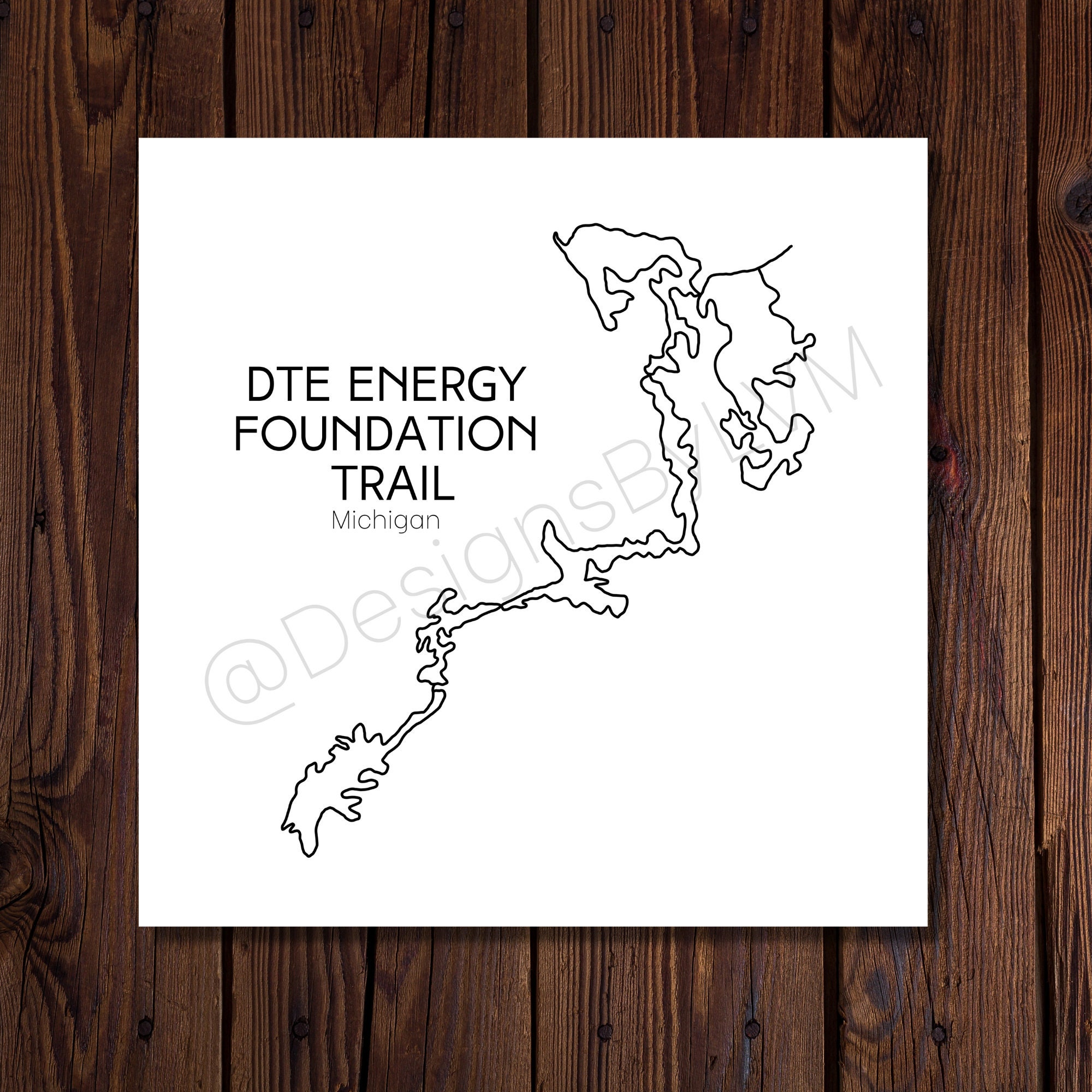 Bike Trail Map Art DTE Energy Foundation Trail Chelsea Etsy
