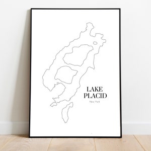Lake Plazid, New York - See Karte Kunst Digitaldruck