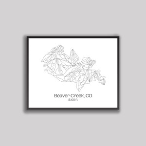 Arte do mapa de trilhas/pista de esqui - Beaver Creek, Colorado (impressão digital)