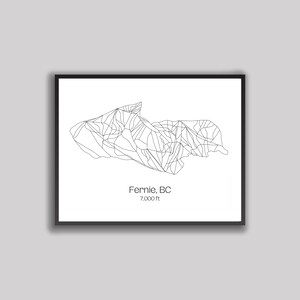 Ski Hill Map Art - Fernie Alpine Resort, BC (Digitaldruck)