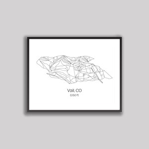 Ski Hill Map Kunst - Vail, Colorado (Digitaldruck)