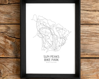 Sun Peaks Bike Park Trail Map Art British Columbia Print