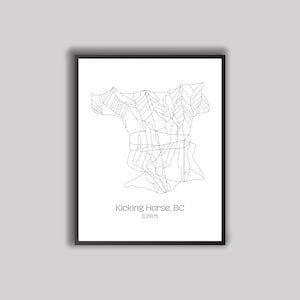Ski Hill Map Kunst - Kicking Horse, British Columbia (Digitaldruck)