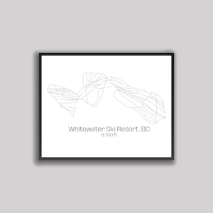 Arte del mapa de Ski Hill/Sendero: Estación de esquí de Whitewater, Columbia Británica (Impresión digital)
