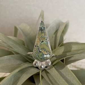 Size 9 Handmade Sterling Silver Turquoise Statement Ring, Southwestern Style Jewelry