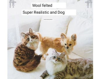 Wool felt Super Realistic Dog and Cat animal Needle felt