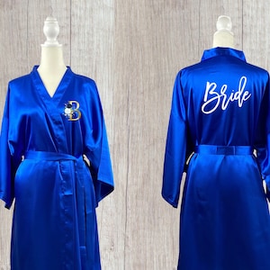 Bridesmaid  Royal Blue Custom Robe | Bridesmaid  Solid Satin Robes | Bridal Party Robes| Monogram Robes | Bridesmaid Gifts | Wedding Robes