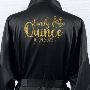 Personalized Quince Robe, Quinceanera Solid Satin Robes, Birthday party Robes, Mis Quince Robes, Sweet Fifteen Robe