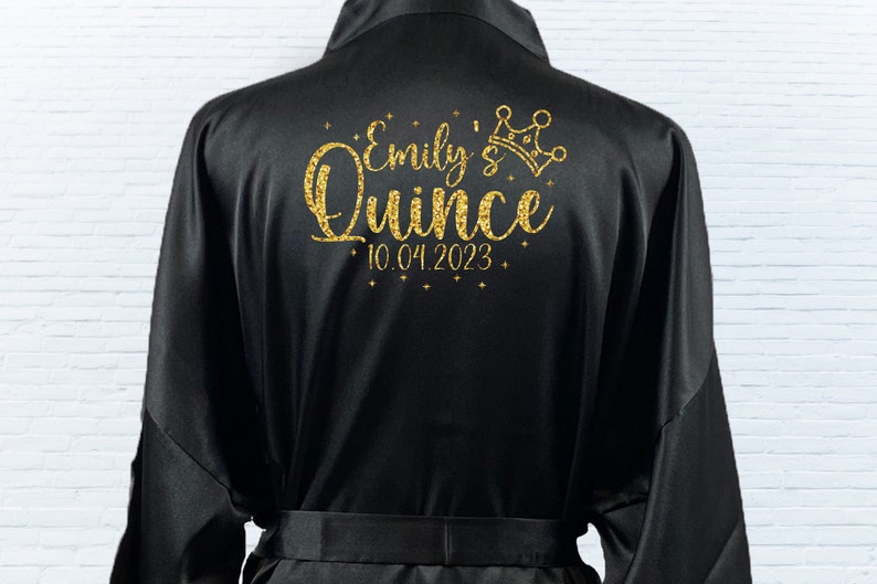 Personalized Quince Robe, Quinceanera Solid Satin Robes, Birthday party Robes, Mis Quince Robes, Sweet Fifteen Robe image 1