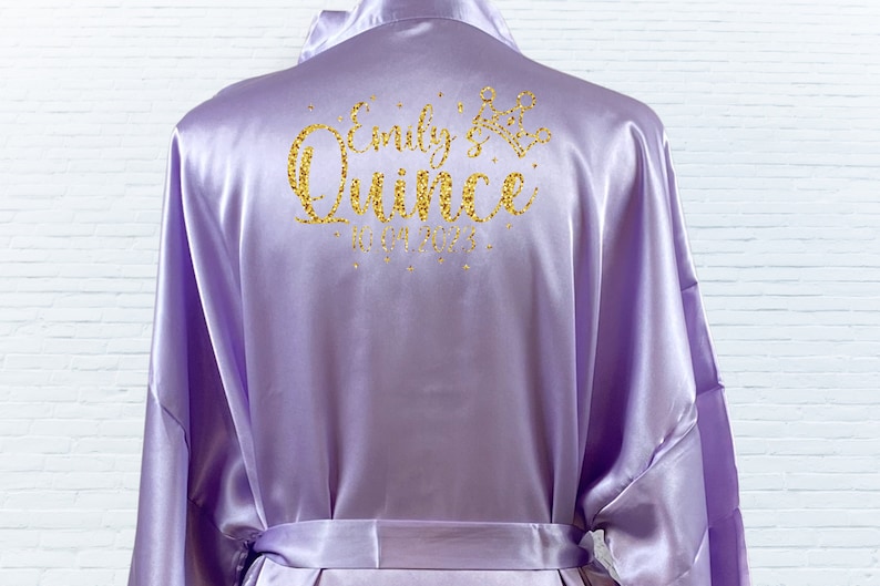 Personalized Quince Robe, Quinceanera Solid Satin Robes, Birthday party Robes, Mis Quince Robes, Sweet Fifteen Robe image 7