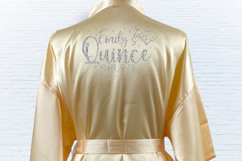 Personalized Quince Robe, Quinceanera Solid Satin Robes, Birthday party Robes, Mis Quince Robes, Sweet Fifteen Robe image 4