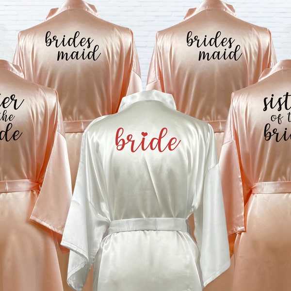 Bride Bridesmaid Sister of the Bride Robes, Custom Set Of Robes, Bridal Robe, Customized Robes, Bridesmaid Gifts, Satin Robe, Wedding Robes