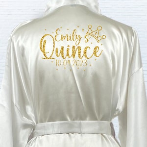 Personalized Quince Robe, Quinceanera Solid Satin Robes, Birthday party Robes, Mis Quince Robes, Sweet Fifteen Robe image 8