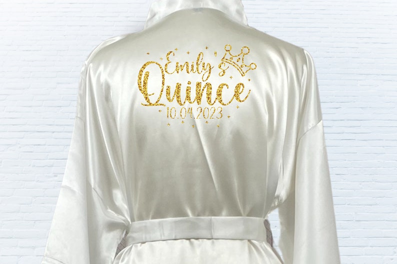 Personalized Quince Robe, Quinceanera Solid Satin Robes, Birthday party Robes, Mis Quince Robes, Sweet Fifteen Robe image 8