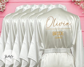 Personalized Bridesmaid Robes, Heart Bride Robe, Heart Robe, Satin Wedding Robe, Bridesmaid Kimono Getting Ready Robe, Bridal Party Robe