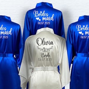 Personalized Bride and Bridesmaid Robes, Bride's Gift, Custom Robes, Bridal Robe, Custom Robes, Bridesmaid Gifts, Satin Robe, Wedding Robes