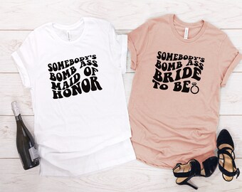 Bride and Maid Of Honor T-shirt, Bride Shirt, Wedding Gift, Bridesmaid Shirt, Bachelorette Party Shirt, Bridal Party Shirt, Couple Shirt