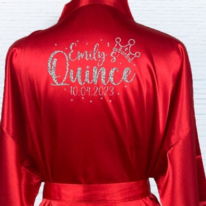 Personalized Quince Robe, Quinceanera Solid Satin Robes, Birthday party Robes, Mis Quince Robes, Sweet Fifteen Robe image 3