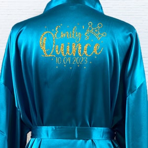 Personalized Quince Robe, Quinceanera Solid Satin Robes, Birthday party Robes, Mis Quince Robes, Sweet Fifteen Robe image 2