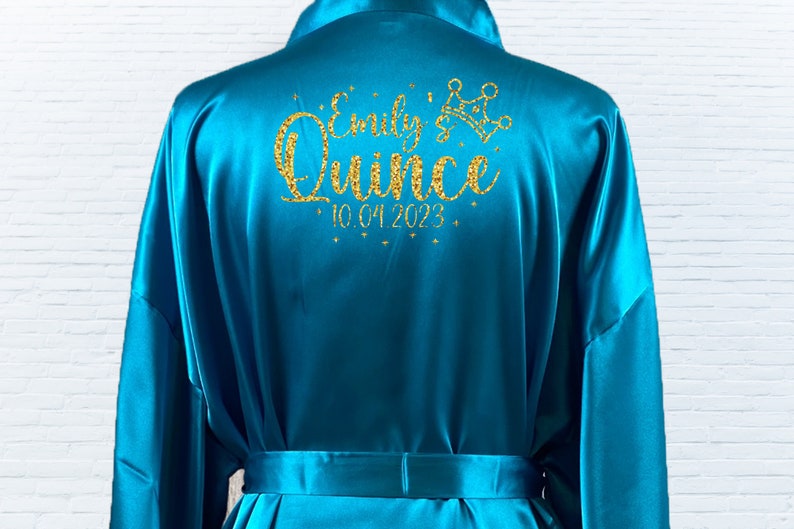 Personalized Quince Robe, Quinceanera Solid Satin Robes, Birthday party Robes, Mis Quince Robes, Sweet Fifteen Robe image 2