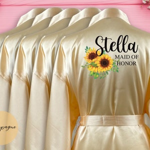 Sunflower Bridesmaid Robe: Personalized Satin Bridal Party Gift - Etsy