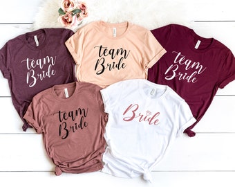 Bride and Team Bride T-shirt, Bride Shirt, Wedding Gift Shirt, Bridesmaid Shirt, Bachelorette Party Shirt, Bridal Party Shirt, Bridal Gift