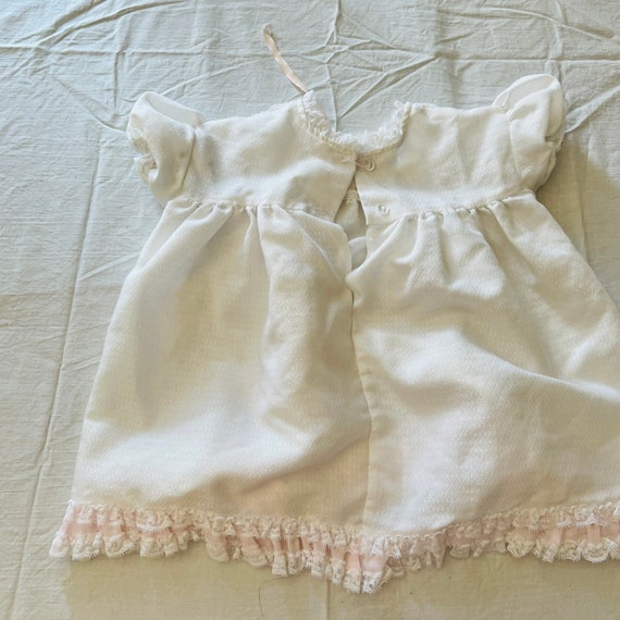 Baby girls vintage dress white pink floral smocki… - image 3