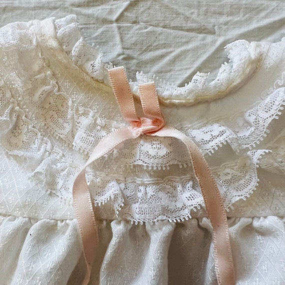 Baby girls vintage dress white pink floral smocki… - image 5