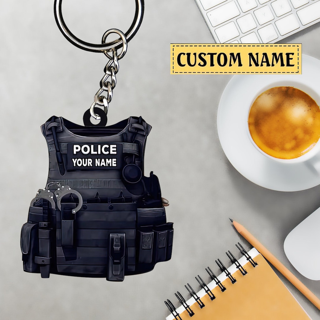 2D NOT 3D Personalized Police Bulletproof Vest Keychain Gift Etsy