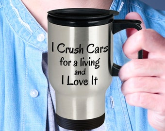 Car Crusher Operator Gift Travel Mug For Junked Car Shop Owner Co-workers Boss Friends, Car Scraping Job Appreciation Gift, Anniversary Gift