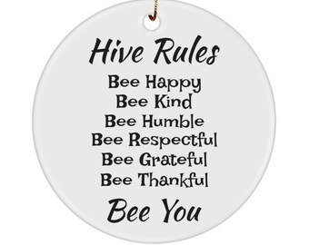 Beehive Rules Ornament Gift, Beekeeping Hanging Decor Gift For Bee Keeper Apiculture Worker Gardener Bee Lovers, Nature Gift Bee Enthusiast