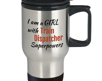 Gift For Best Friend Female Train Dispatcher Travel Cup, Women Train Drivers Coffee Tea Mug Railroad Industry Presents For Her Fun Occasions