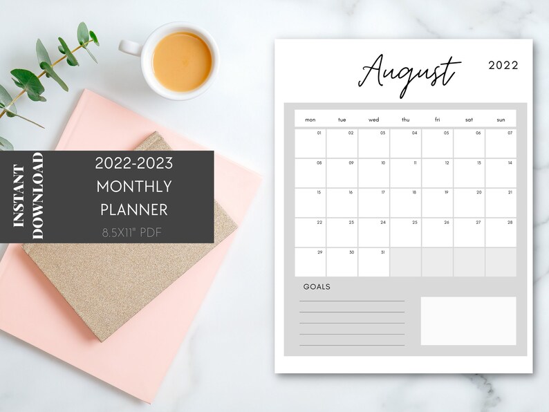 2022 2023 School Year Calendar Printable Planner L Monthly Etsy Singapore