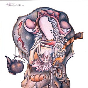 288 Retro 2003, inchiostro indiano, matita su carta Pittura, Arte fatta a mano, Pittura dipinta a mano, Arte originale, Arte della carta, Arte murale originale