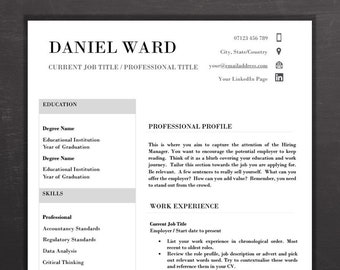 Professional Resume Template, CV Template Professional, Executive Resume Template, Minimalist, Simple Curriculum Vitae.