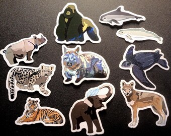 Mystery Endangered Animal Stickers 5 Pack