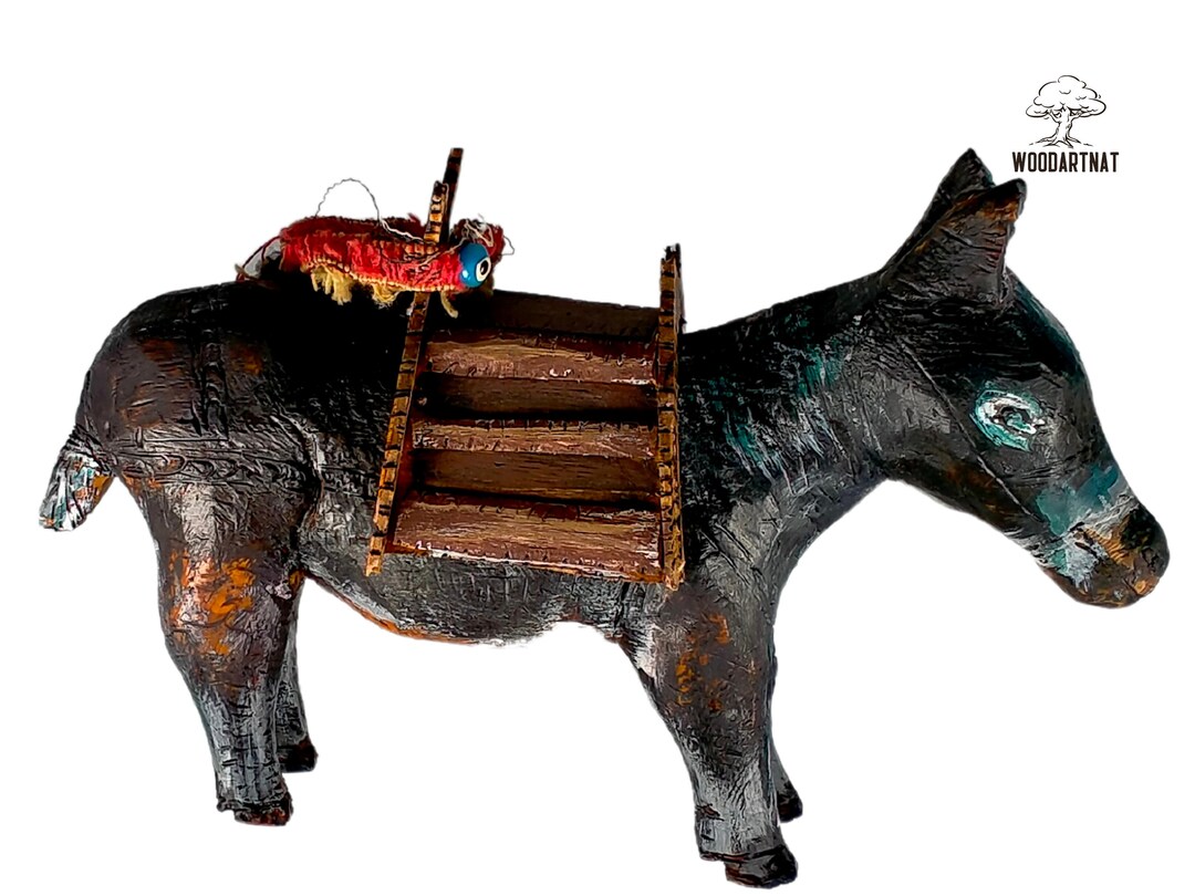 Wood Sculpture Art Donkey Wood Carving Donkey Figurine Etsy