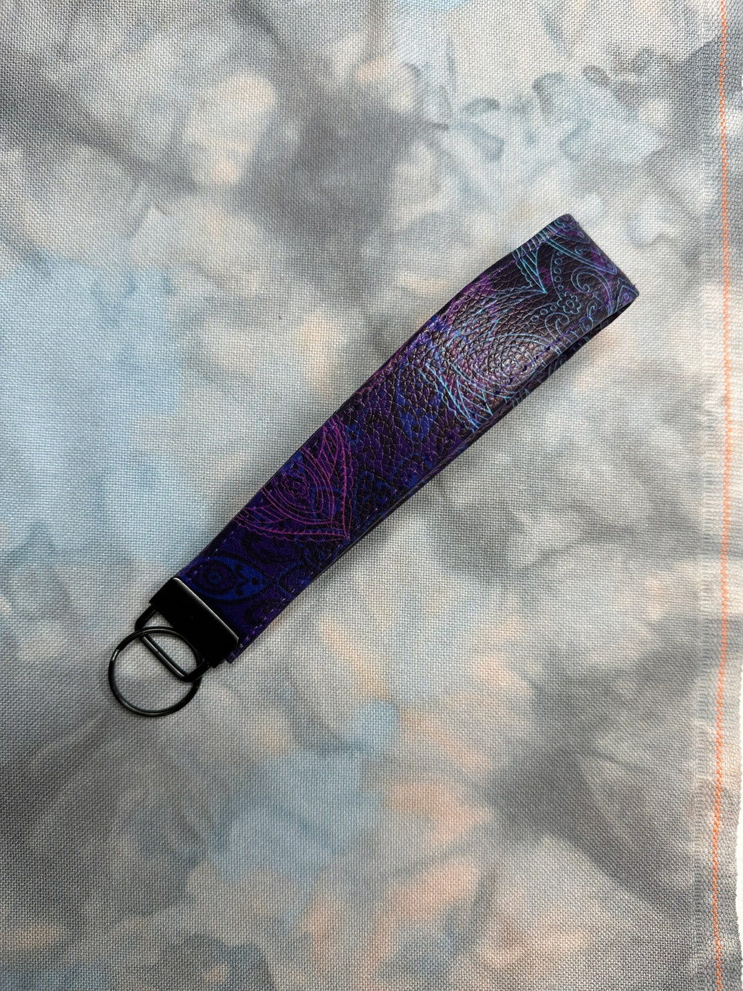 Purple Mandala Wristlet Keychain, Purple Key Fob, Key Ring - Etsy