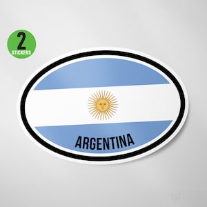 2 Pack - Argentina Flag Oval Sticker Vinyl Decal