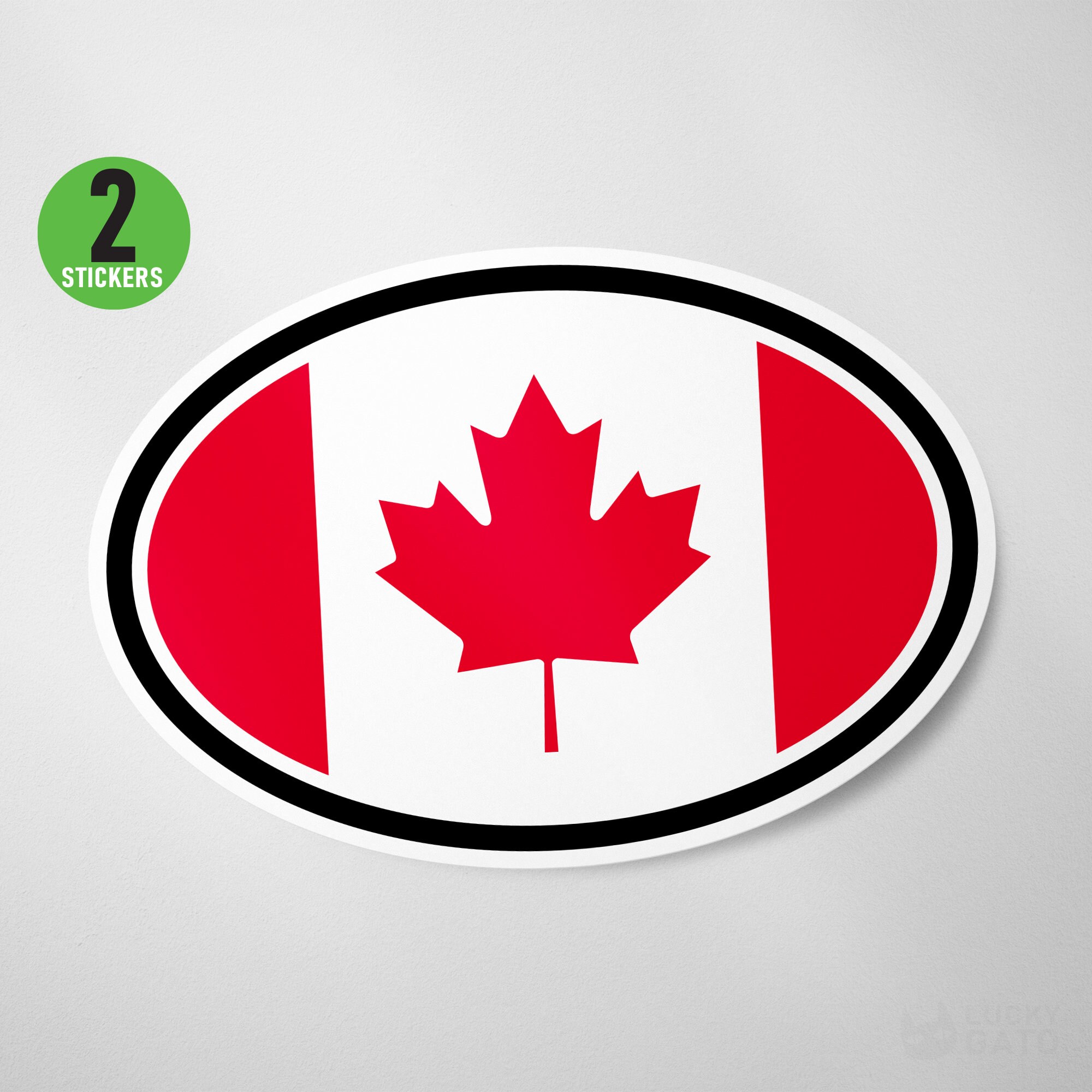 2 Canada Circle Flag Decals - Maple Leaf Bumper Stickers For Cars, Trucks & More